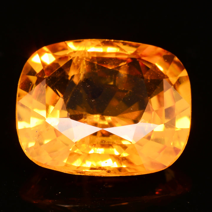 Saphir jaune-orange 3 carats coussin chauffé - vue 1
