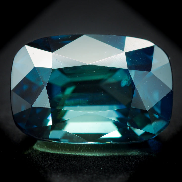 Saphir bleu-vert (teal) 2.12 carats coussin - vue 1